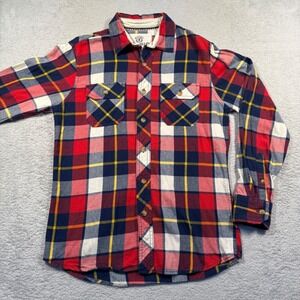 Vintage‎ Y2K Roebuck & Co. Plaid Flannel Shirt Long Sleeve Button Up Pockets S